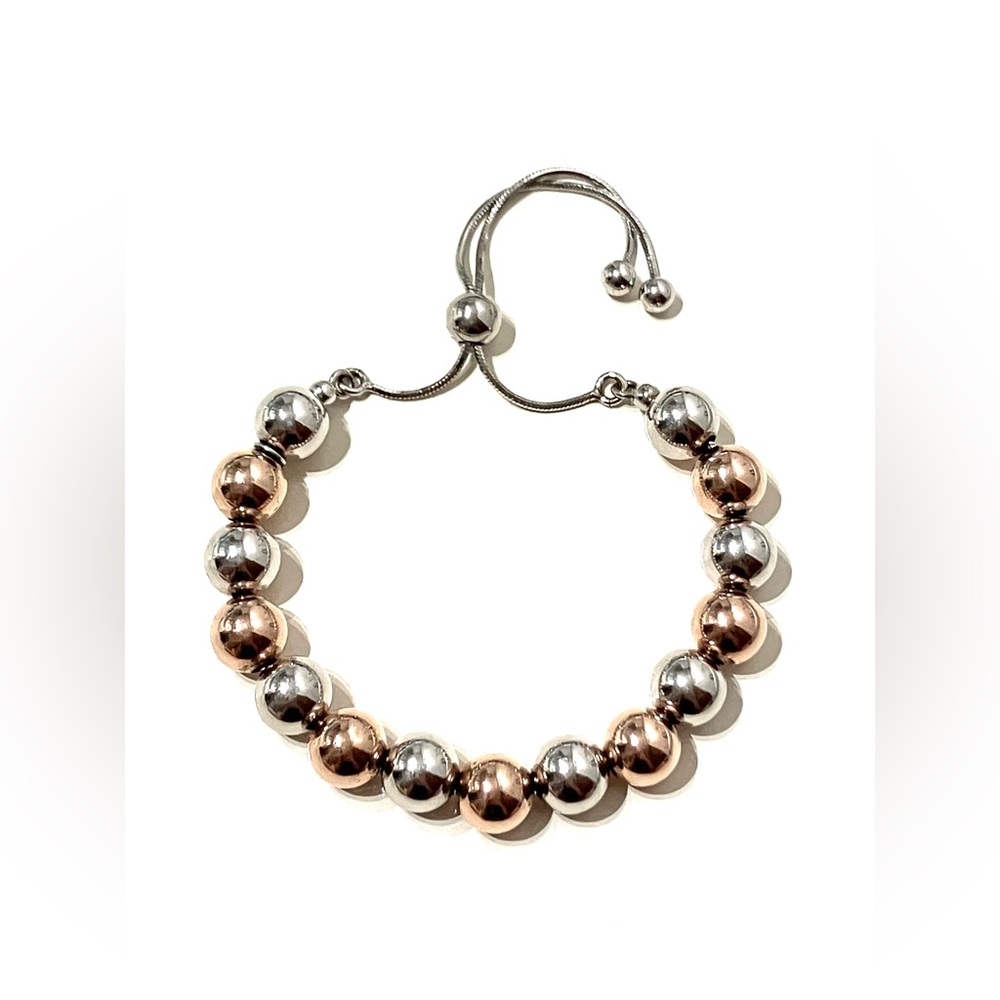 Rose Gold Over Sterling Silver 925 Ball Bead Bracelet